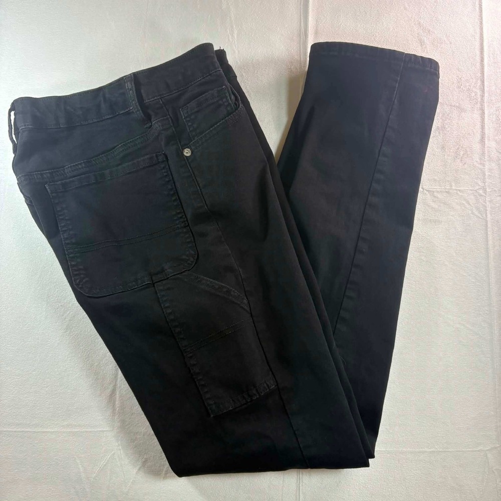 SONG Carpenter Jeans Womens 5/27 Black Utility Straight Leg Stretch Denim Pants